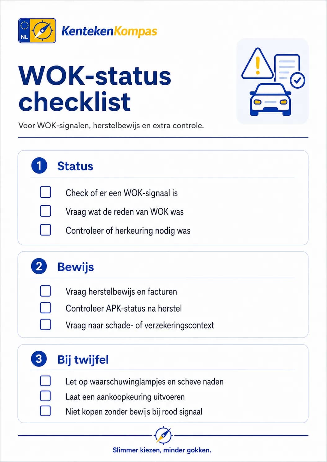 Gratis WOK-status checklist voor occasion controle