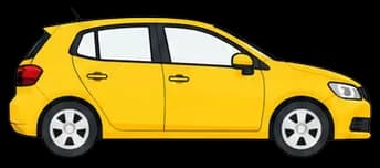 Geel voertuig A, type compacte hatchback