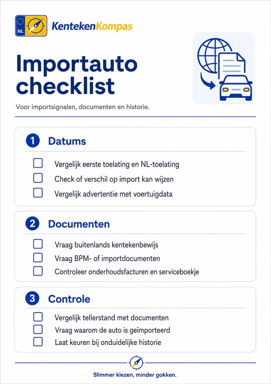 Gratis importauto controle checklist